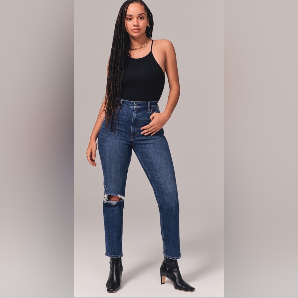 Abercrombie & Fitch Curve Love ultra high rise ankle straight Jeans Sz 27 NEW